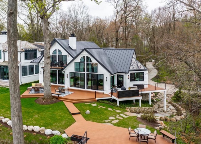 Expanded lake-facing exterior after renovation