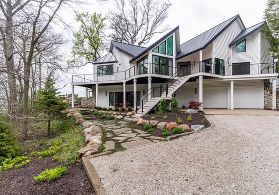 Reimagined arrival-facing exterior after renovation